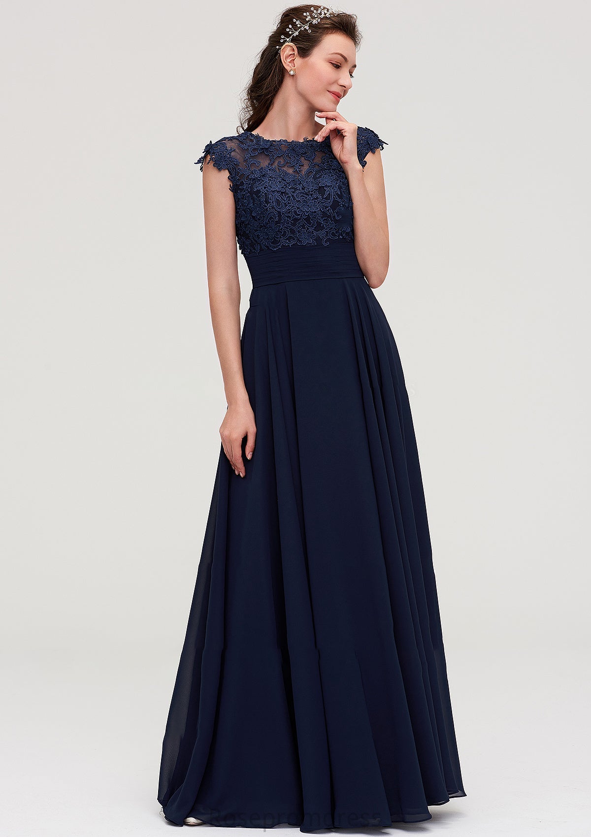 Sleeveless Chiffon A-line/Princess Long/Floor-Length Bridesmaid Dresseses With Appliqued Fatima SRSP0025455