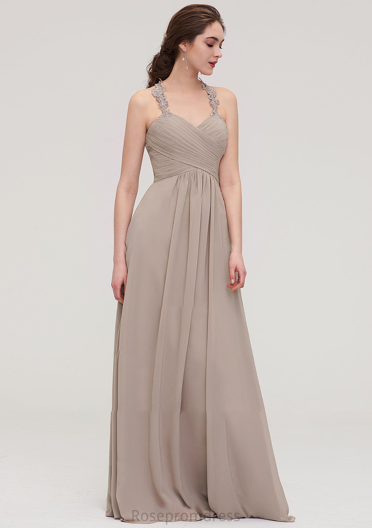 Sleeveless Sweetheart Long/Floor-Length Chiffon A-line/Princess Bridesmaid Dresses With Pleated Lace Marian SRSP0025457