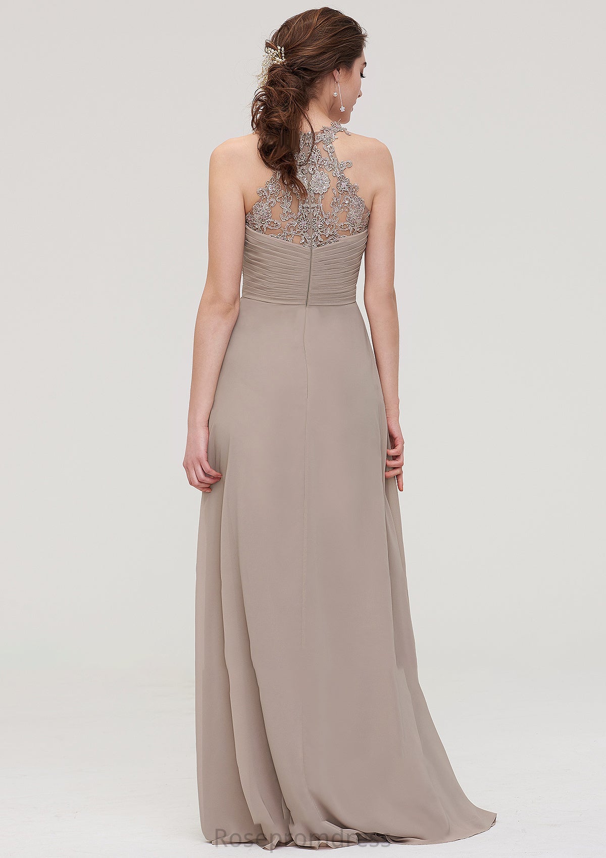 Sleeveless Sweetheart Long/Floor-Length Chiffon A-line/Princess Bridesmaid Dresses With Pleated Lace Marian SRSP0025457