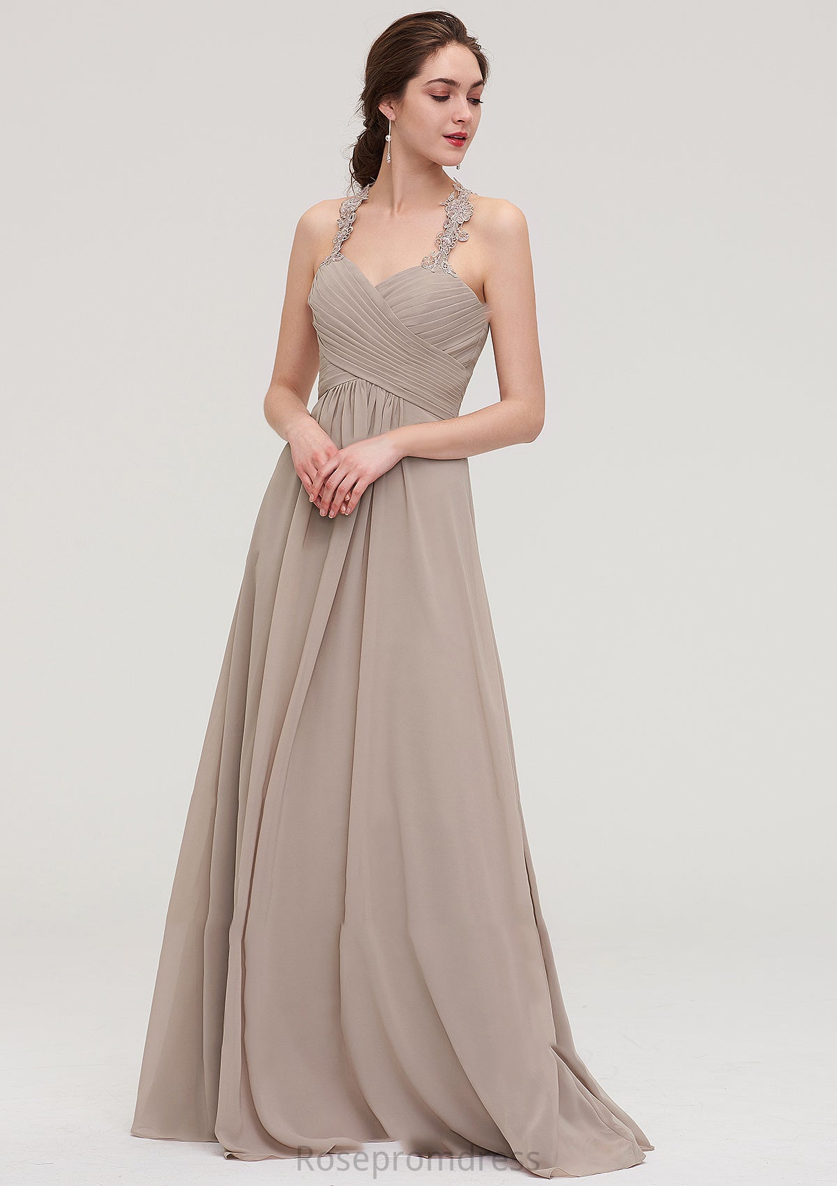 Sleeveless Sweetheart Long/Floor-Length Chiffon A-line/Princess Bridesmaid Dresses With Pleated Lace Marian SRSP0025457