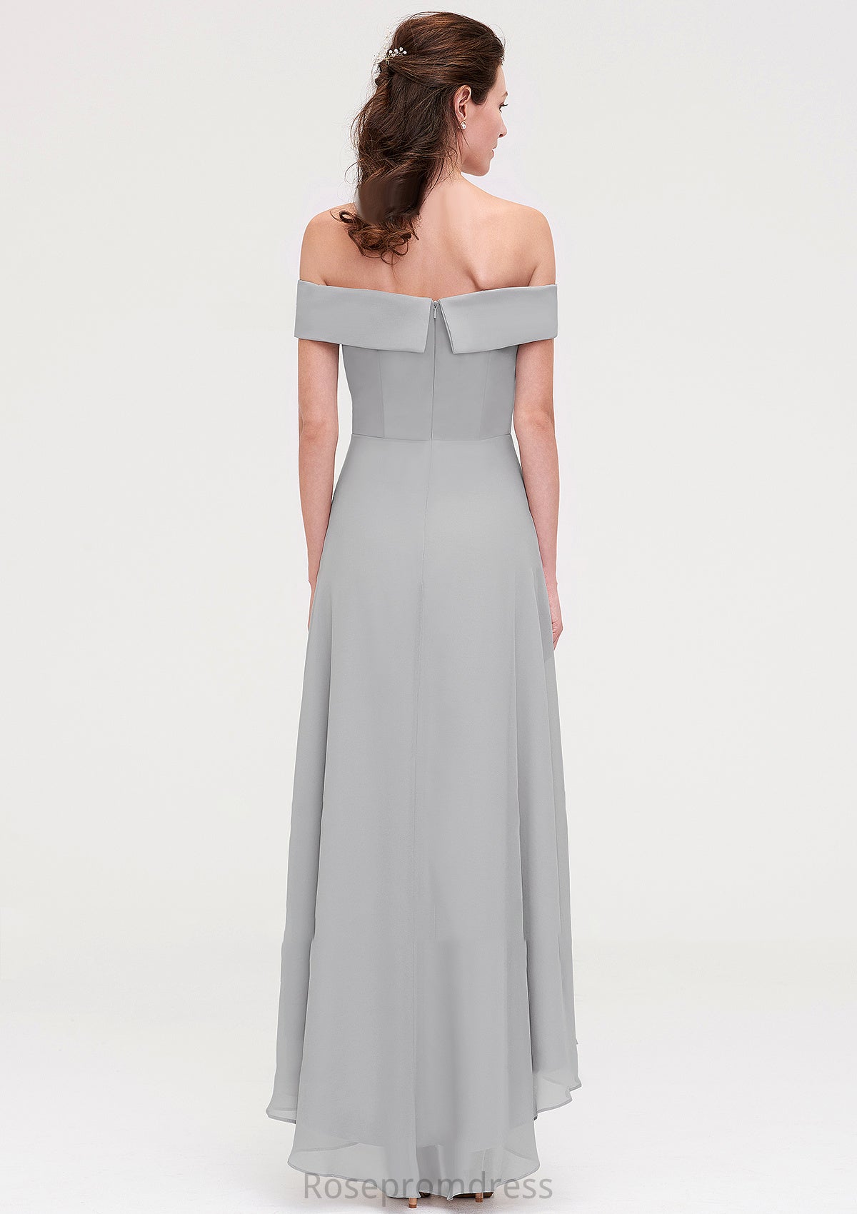 Off-the-Shoulder Sleeveless Asymmetrical Chiffon A-line/Princess Bridesmaid Dresseses Destinee SRSP0025465