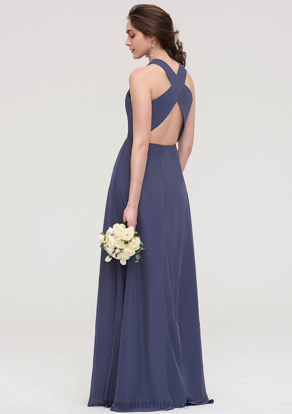 Sleeveless Scoop Neck ong/Floor-Length Chiffon A-line/Princess LStormy Bridesmaid Dresses With Pleated Cecilia SRSP0025470