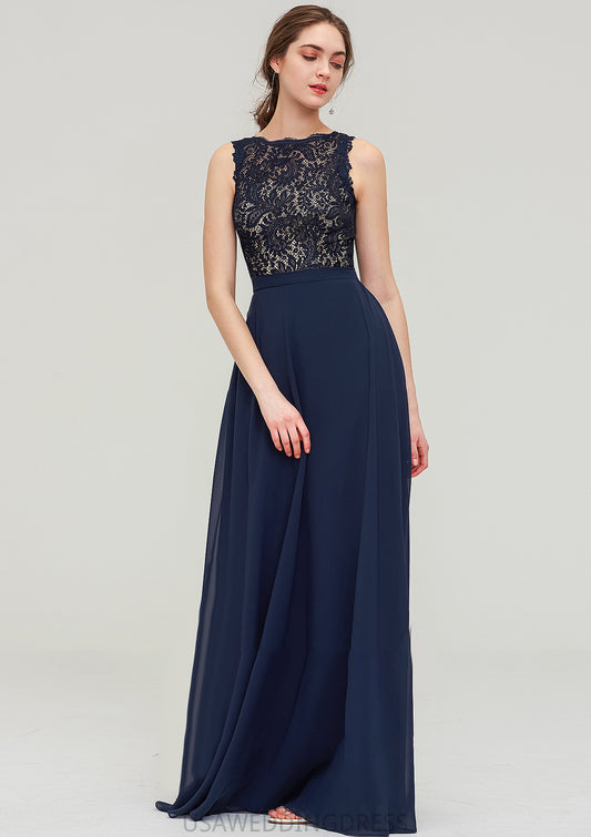 Sleeveless Bateau Long/Floor-Length  Chiffon A-line/Princess Bridesmaid Dresses With Sashes Lace EmeryPiper DSP0025471