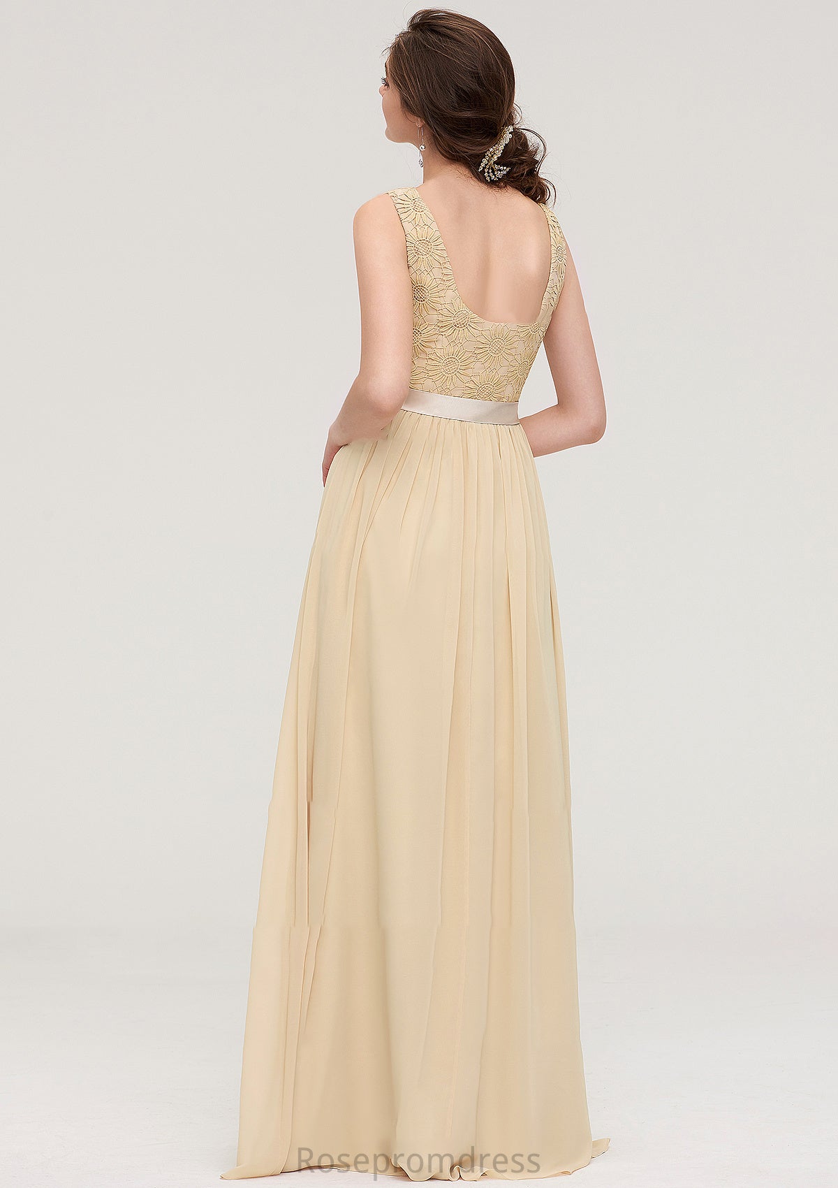 Bateau Sleeveless A-line/Princess Chiffon Long/Floor-Length Bridesmaid Dresses With Sashes Lace Zoey SRSP0025472