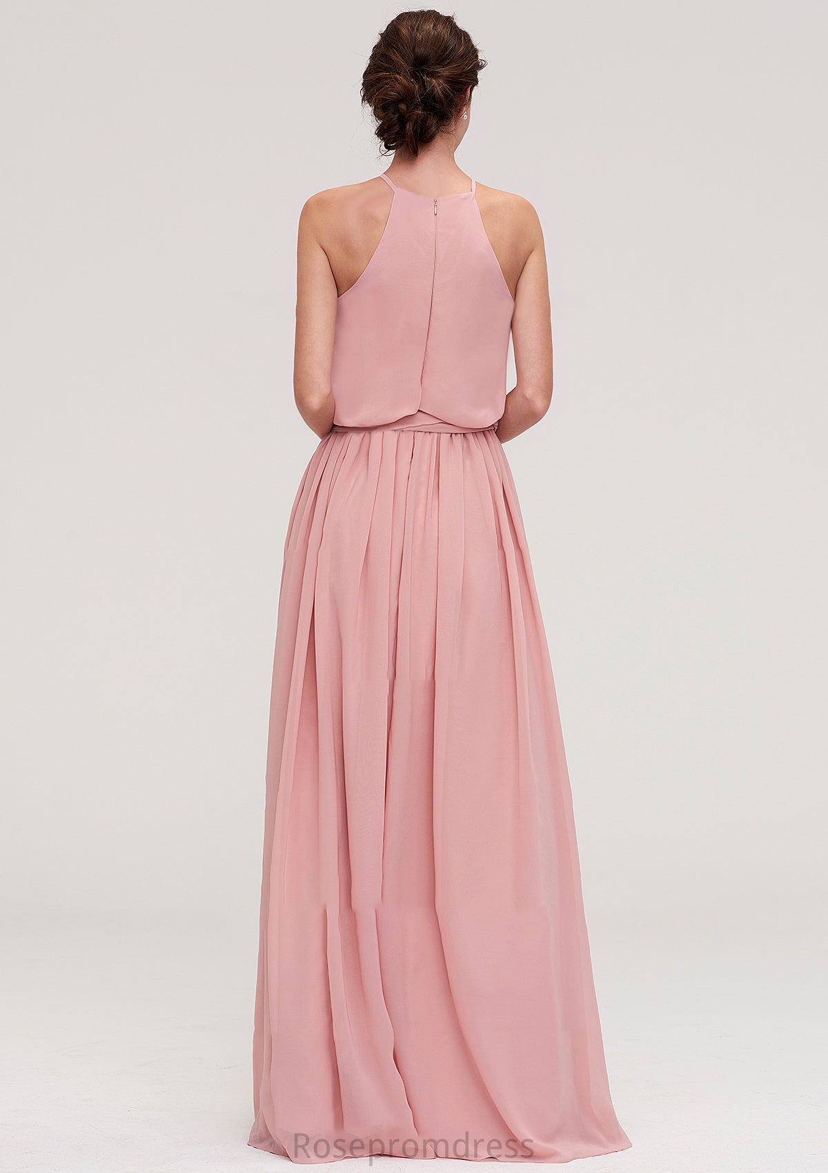 Sleeveless Scoop Neck A-line/Princess Chiffon Long/Floor-Length Bridesmaid Dresseses With Pleated Sashes Kianna SRSP0025476