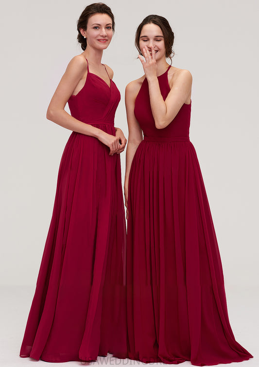 Sleeveless Sweetheart Long/Floor-Length Chiffon A-line/Princess Bridesmaid Dresseses With Split Pleated Peggie DSP0025477