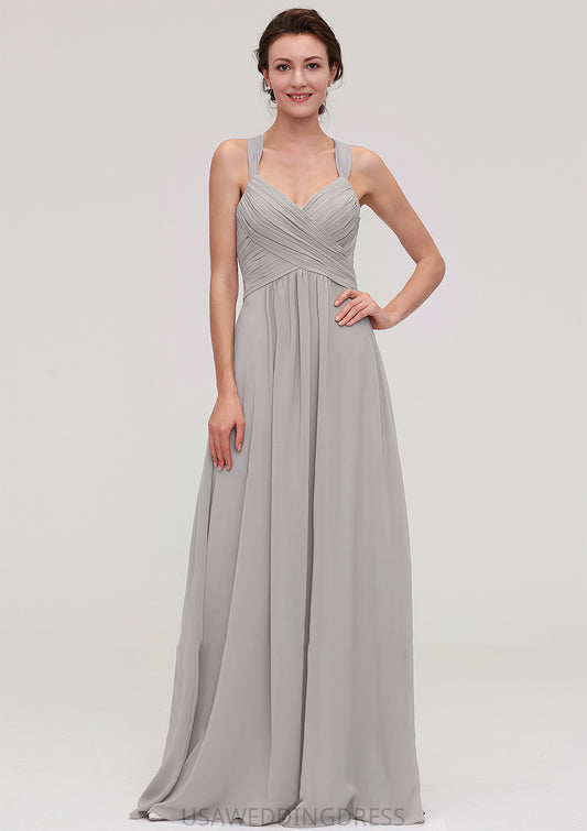 Sleeveless Sweetheart Long/Floor-Length Chiffon A-line/Princess Bridesmaid Dresseses With Pleated Beading Journey DSP0025478