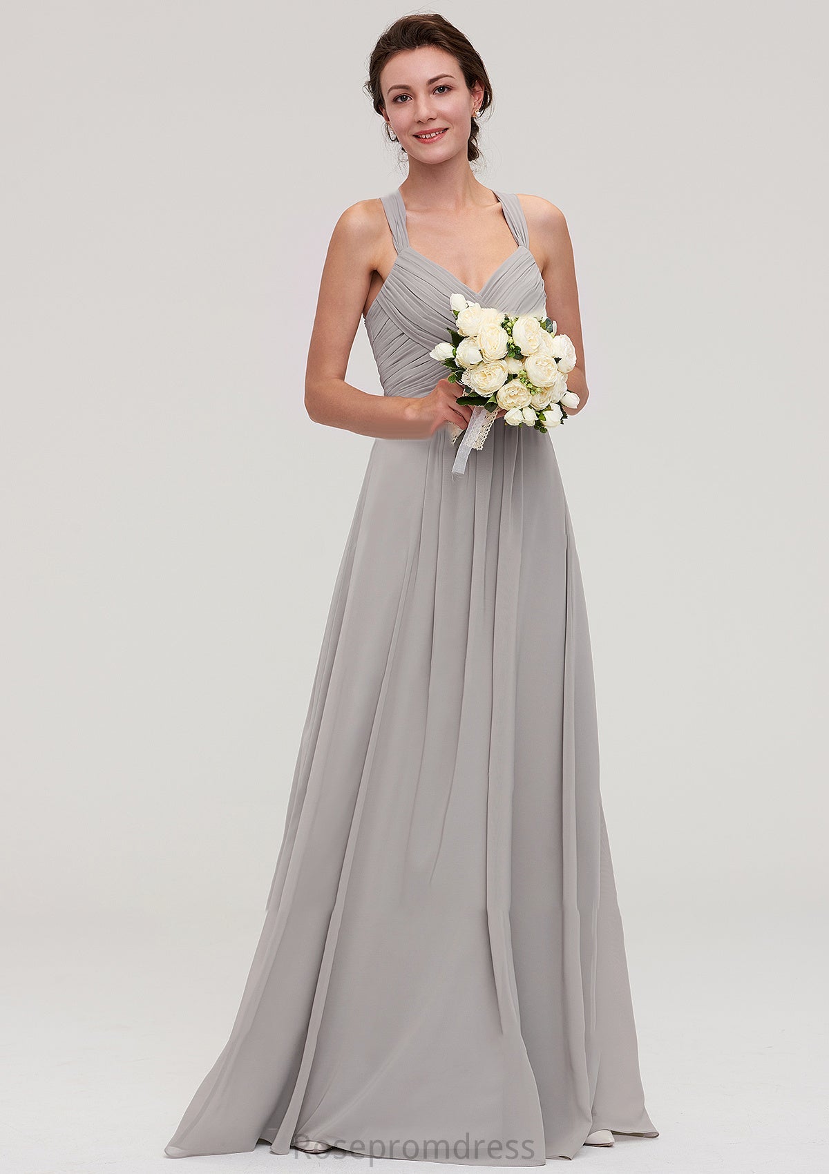 Sleeveless Sweetheart Long/Floor-Length Chiffon A-line/Princess Bridesmaid Dresseses With Pleated Beading Marcie SRSP0025478