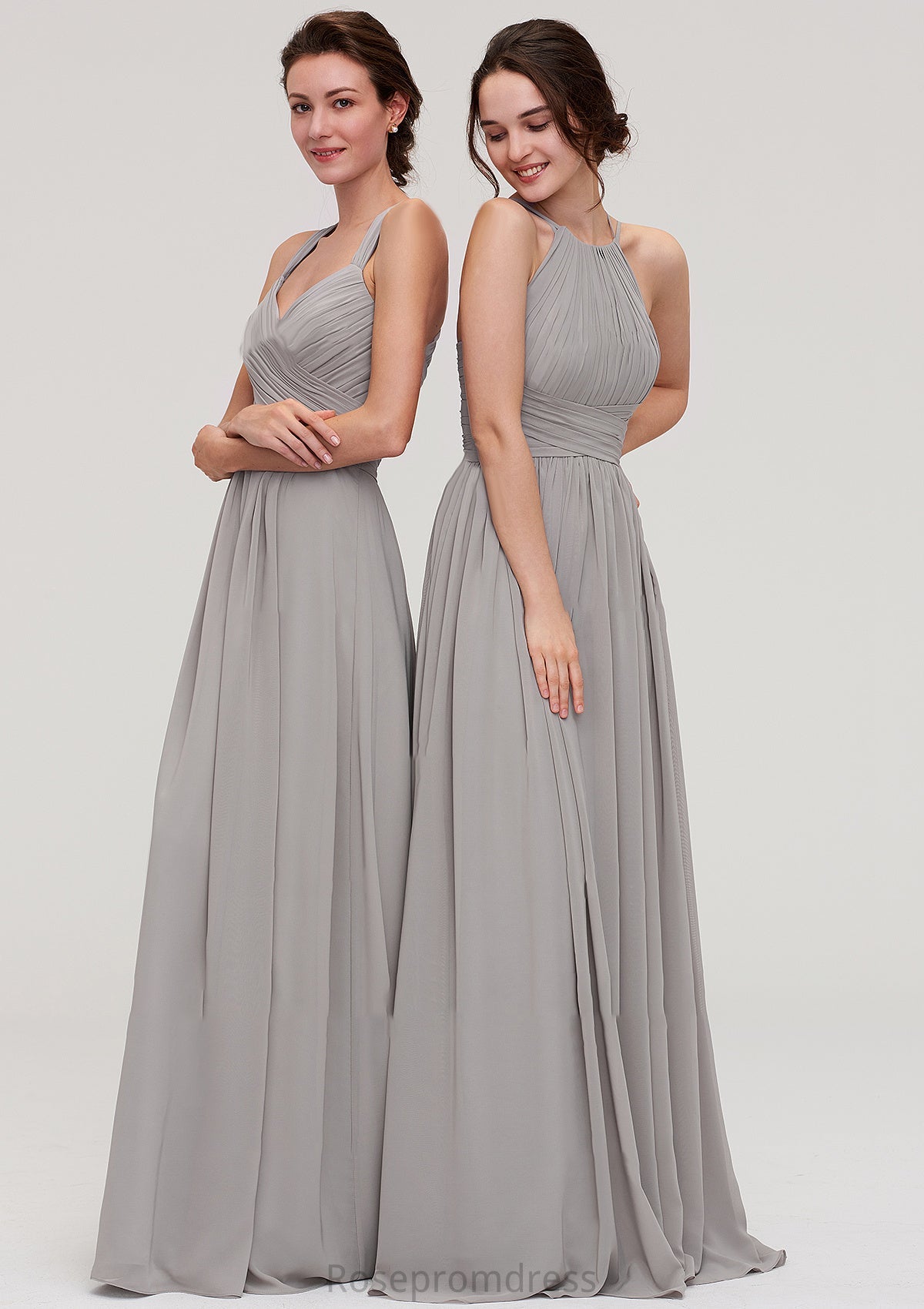 Sleeveless Sweetheart Long/Floor-Length Chiffon A-line/Princess Bridesmaid Dresseses With Pleated Beading Marcie SRSP0025478