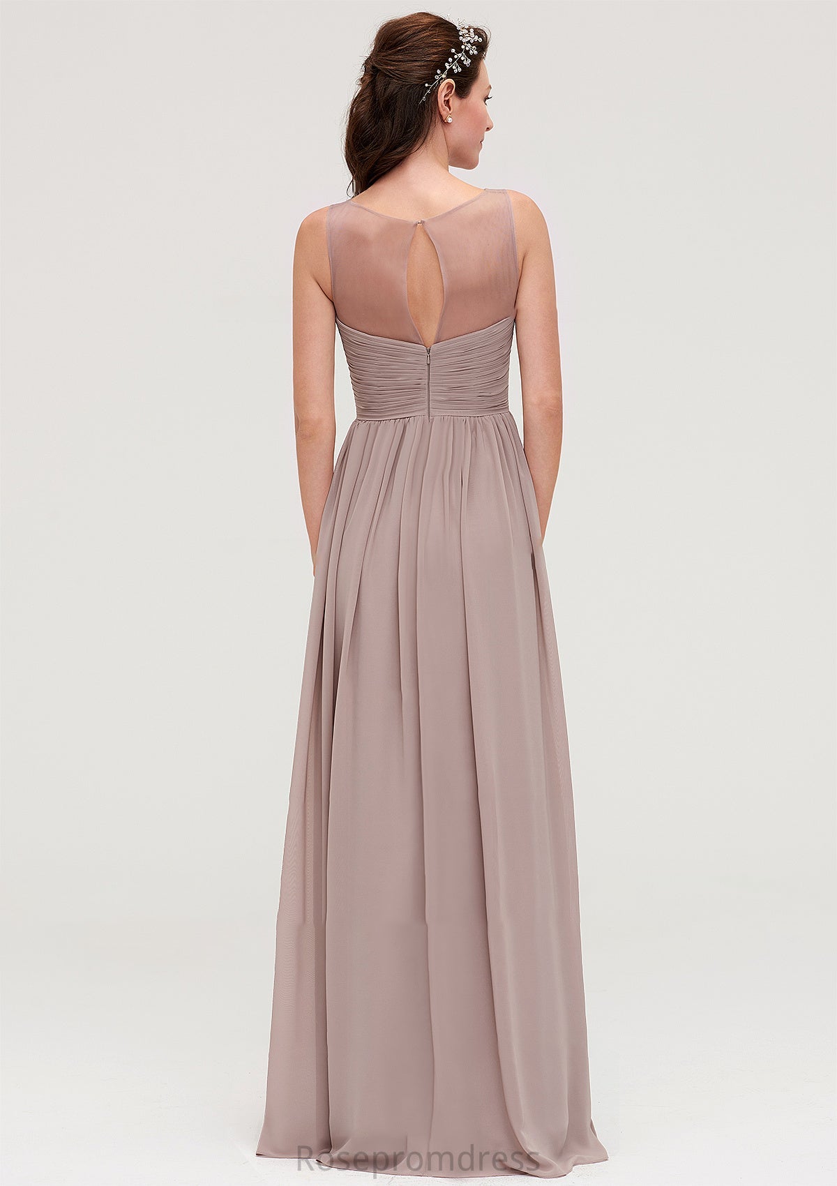 Sleeveless A-line/Princess Chiffon Long/Floor-Length Bridesmaid Dresseses With Pleated Marie SRSP0025479