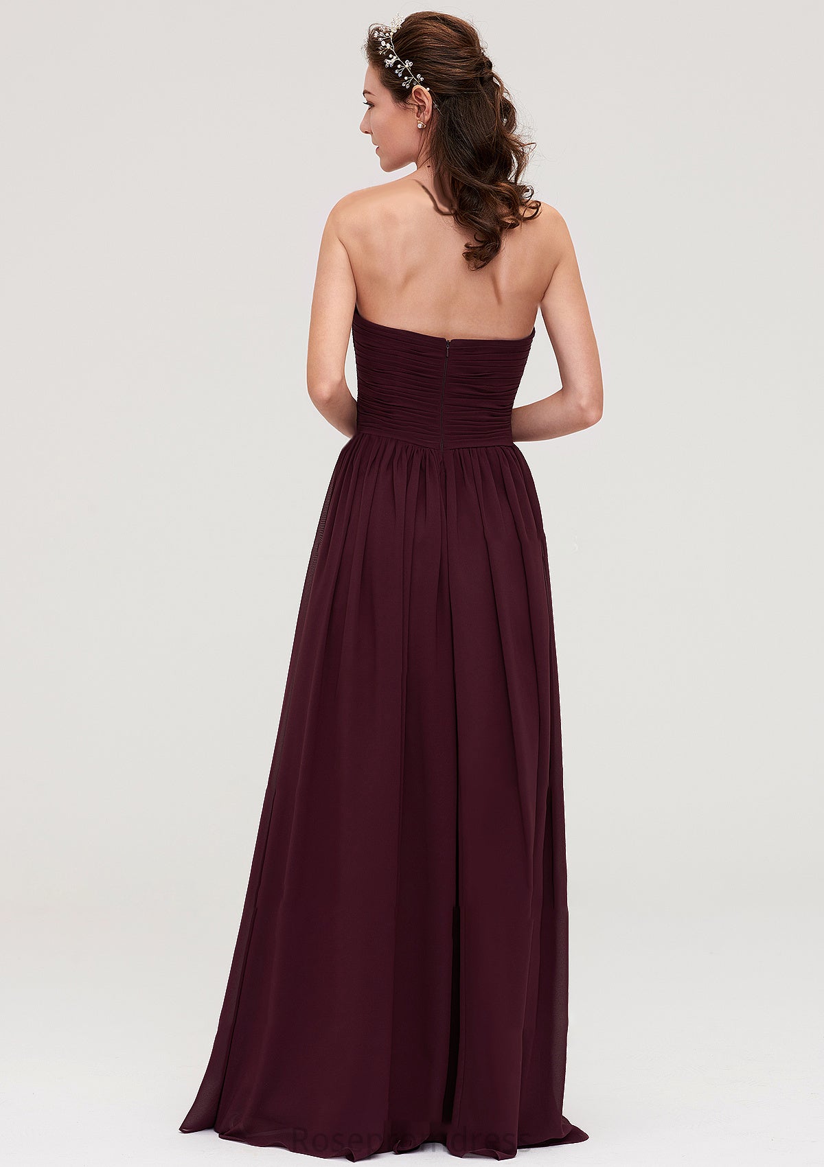 Sweetheart Sleeveless Long/Floor-Length Chiffon A-line/Princess Bridesmaid Dresses With Pleated Kristina SRSP0025490