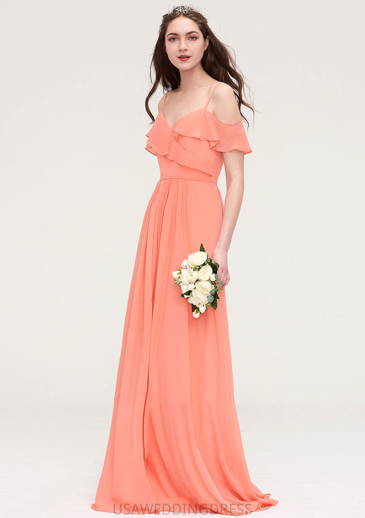 Sleeveless Sweetheart Long/Floor-Length Chiffon A-line/Princess Bridesmaid Dresses With Pleated Roberta DSP0025492