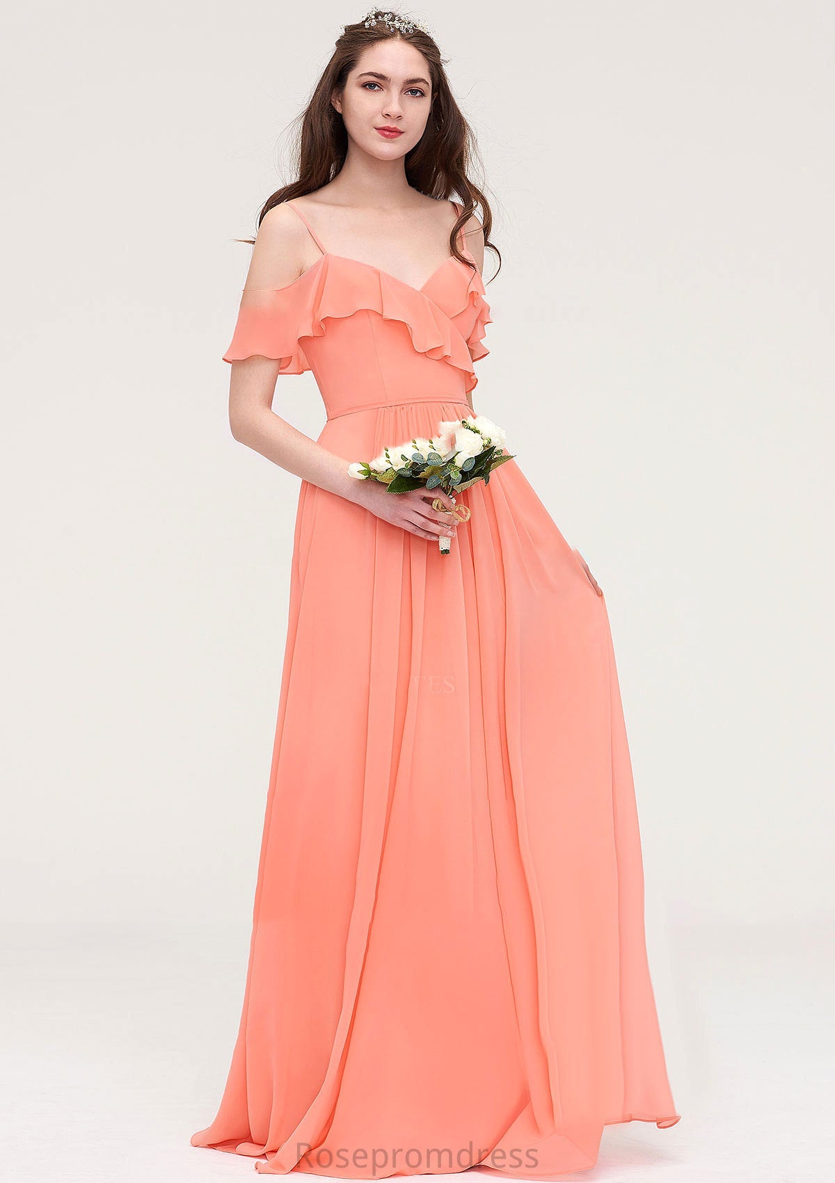 Sleeveless Sweetheart Long/Floor-Length Chiffon A-line/Princess Bridesmaid Dresses With Pleated Esmeralda SRSP0025492