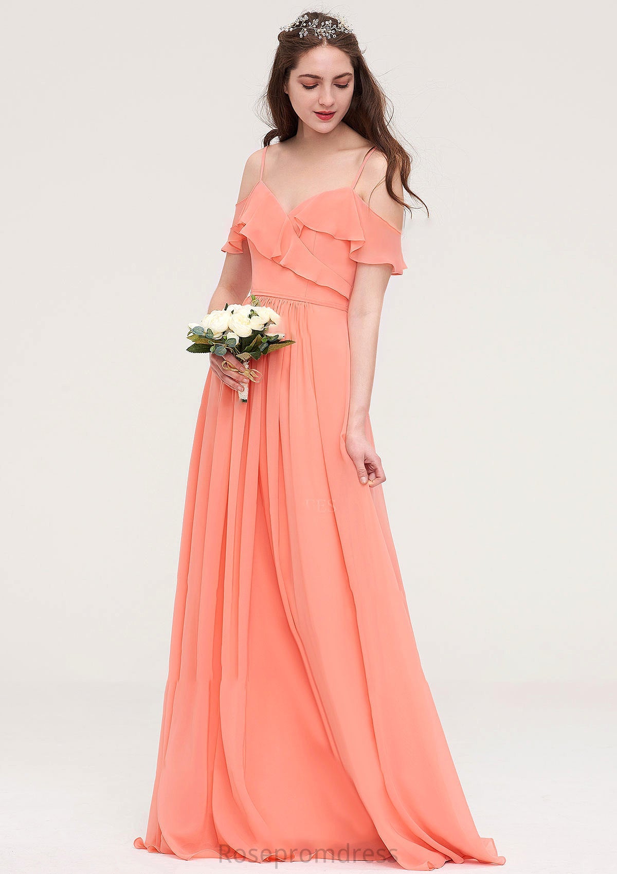 Sleeveless Sweetheart Long/Floor-Length Chiffon A-line/Princess Bridesmaid Dresses With Pleated Esmeralda SRSP0025492