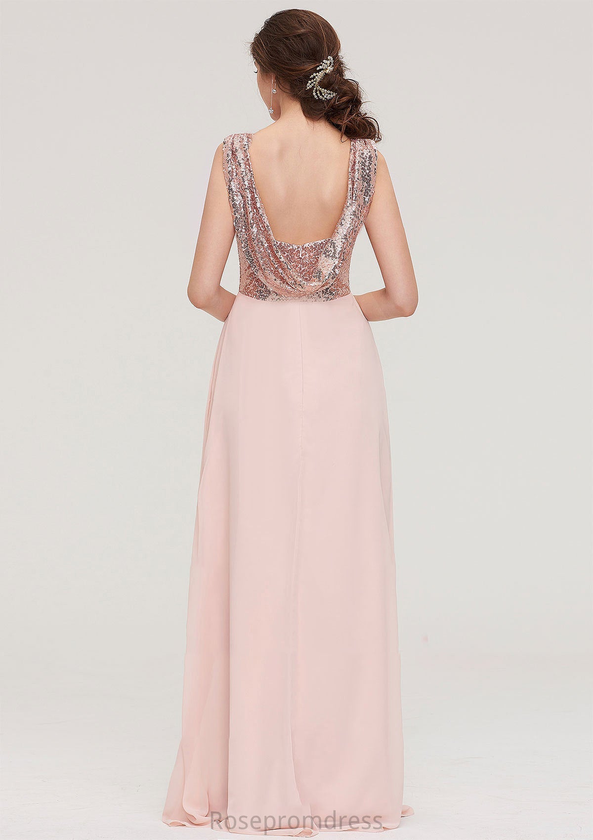 Sleeveless Long/Floor-Length Sweetheart A-line/Princess Chiffon Bridesmaid Dresses With Pleated Sequins Susanna SRSP0025494