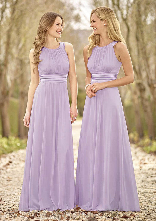 Scoop Neck A-Line/Princess Long/Floor-Length Chiffon Bridesmaid Dresses Lainey DSP0025516