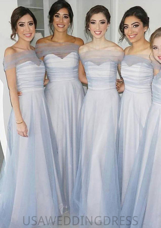 Off-The-Shoulder A-Line/Princess Long/Floor-Length Tulle Bridesmaid Dresses Lauretta DSP0025532