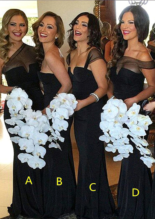 Sweetheart Sleeveless Long/Floor-Length Sheath/Column Elastic Satin Bridesmaid Dresses Logan DSP0025542