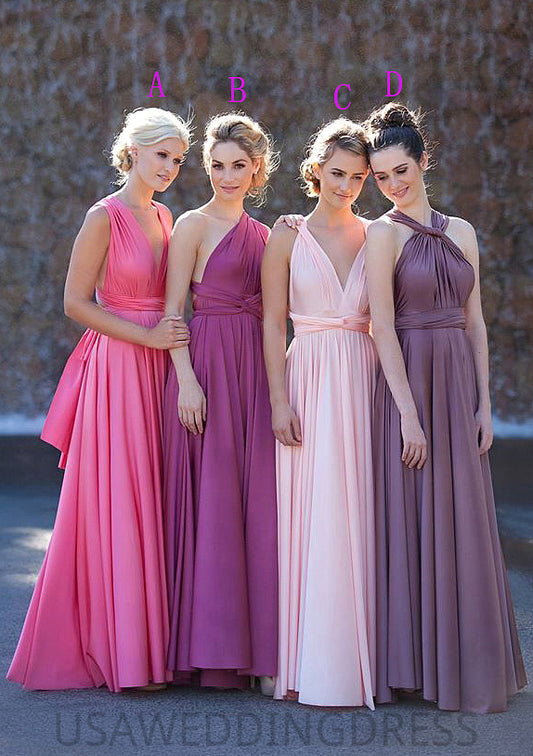 Sleeveless V Neck Long/Floor-Length A-line/Princess Chiffon Bridesmaid Dresses With Pleated Genevieve DSP0025560