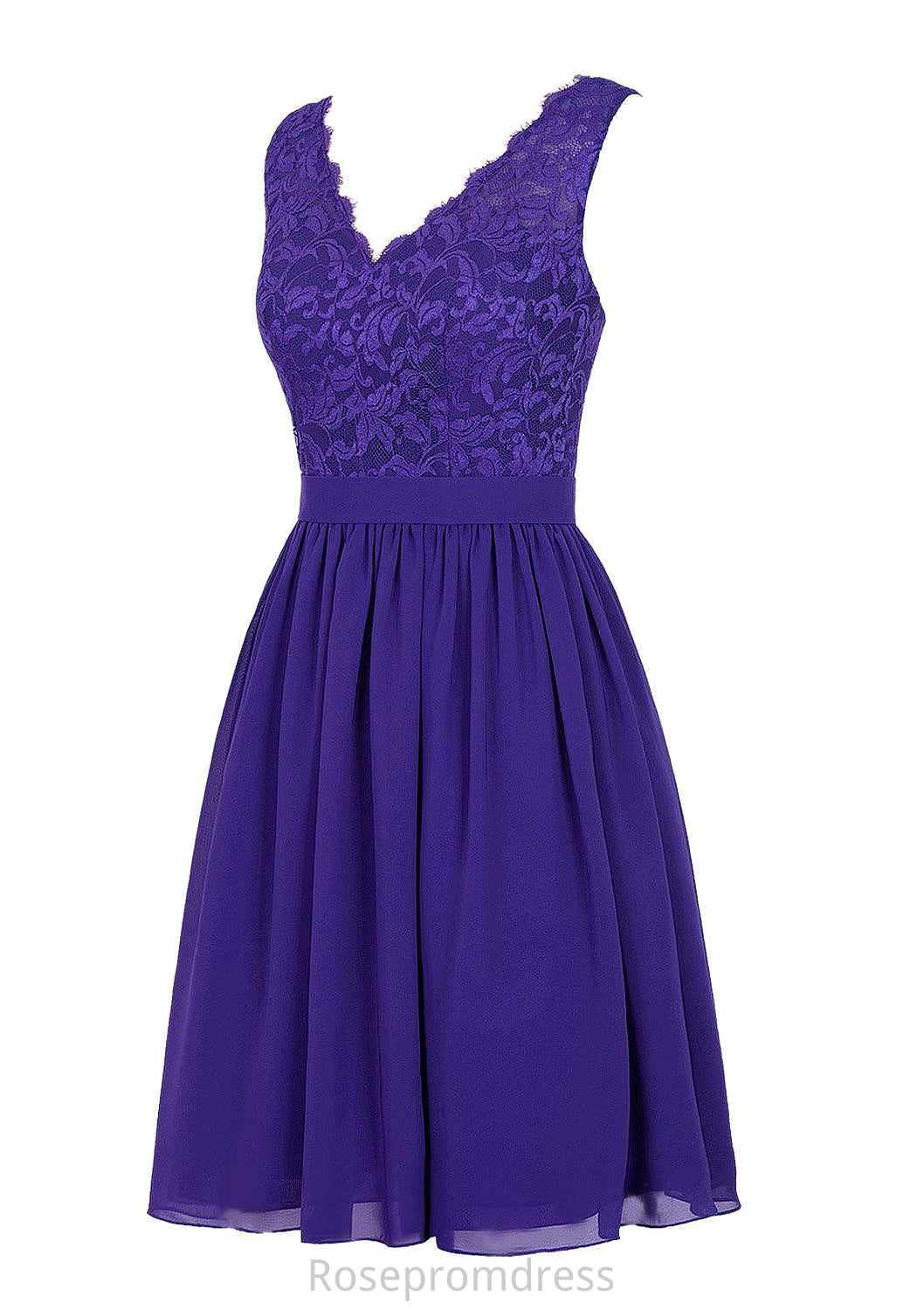 Sleeveless V Neck Knee-Length Chiffon A-line/Princess Bridesmaid Dresses With Lace Londyn SRSP0025588