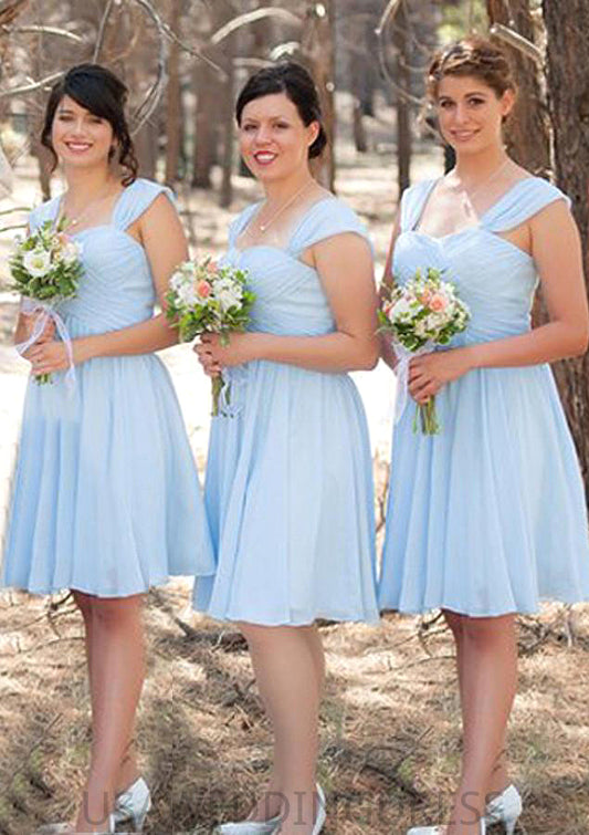 Sleeveless Scalloped Neck Knee-Length A-line/Princess Chiffon Bridesmaid Dresseses With Pleated Angie DSP0025606