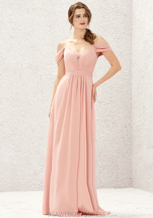 A-line Sweetheart Sleeveless Chiffon Long/Floor-Length Bridesmaid Dresses With Pleated Lace Hailee DSP0025629