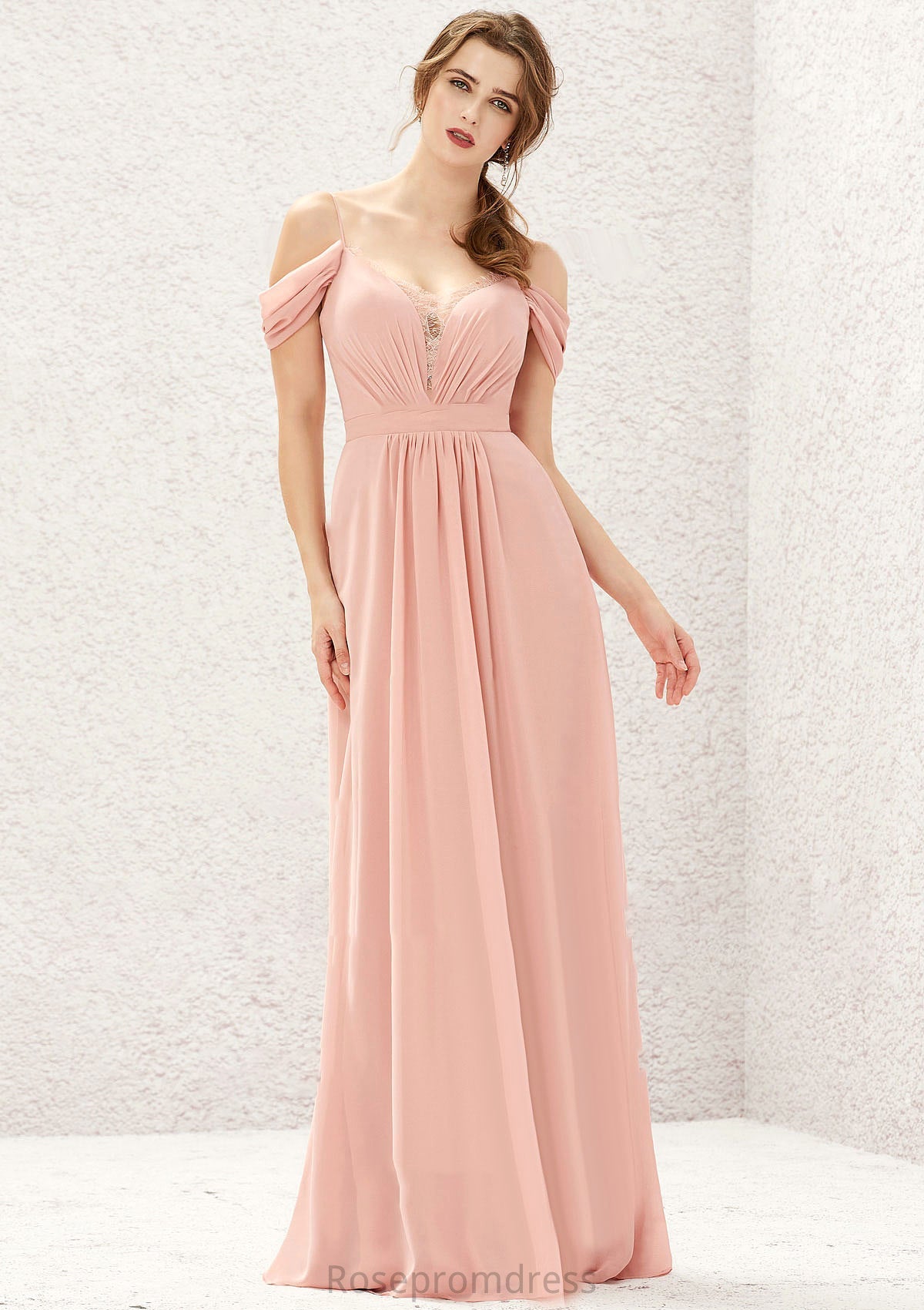 A-line Sweetheart Sleeveless Chiffon Long/Floor-Length Bridesmaid Dresses With Pleated Lace Valentina SRSP0025629