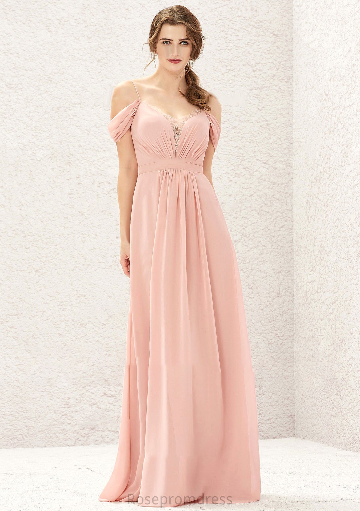 A-line Sweetheart Sleeveless Chiffon Long/Floor-Length Bridesmaid Dresses With Pleated Lace Valentina SRSP0025629