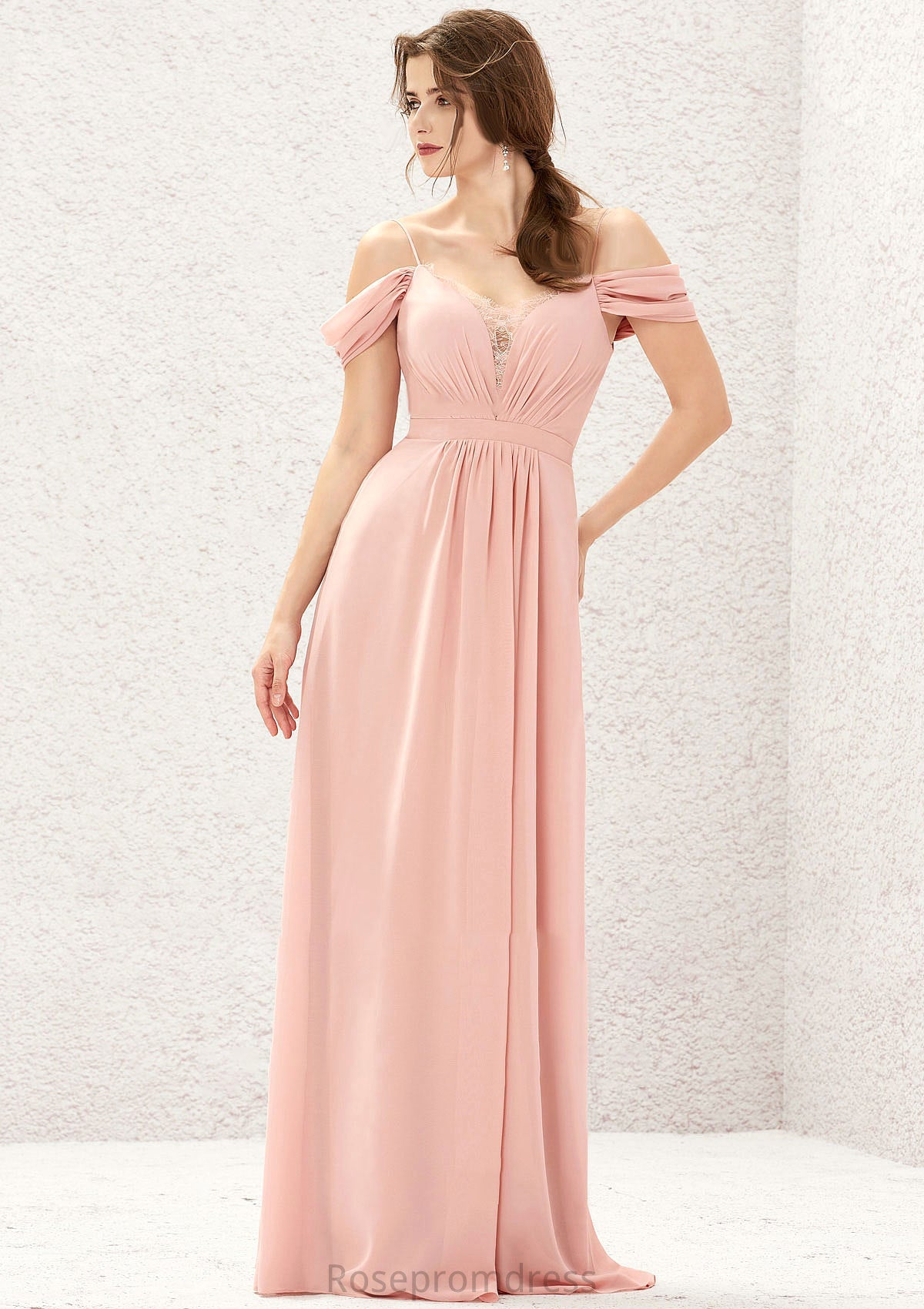 A-line Sweetheart Sleeveless Chiffon Long/Floor-Length Bridesmaid Dresses With Pleated Lace Valentina SRSP0025629