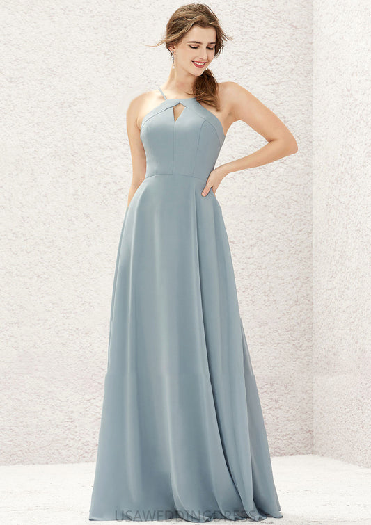 A-line Bateau Sleeveless Long/Floor-Length Chiffon Bridesmaid Dresses Cherish DSP0025638