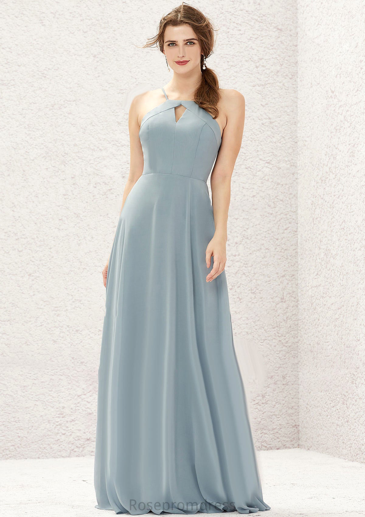 A-line Bateau Sleeveless Long/Floor-Length Chiffon Bridesmaid Dresses Lorna SRSP0025638