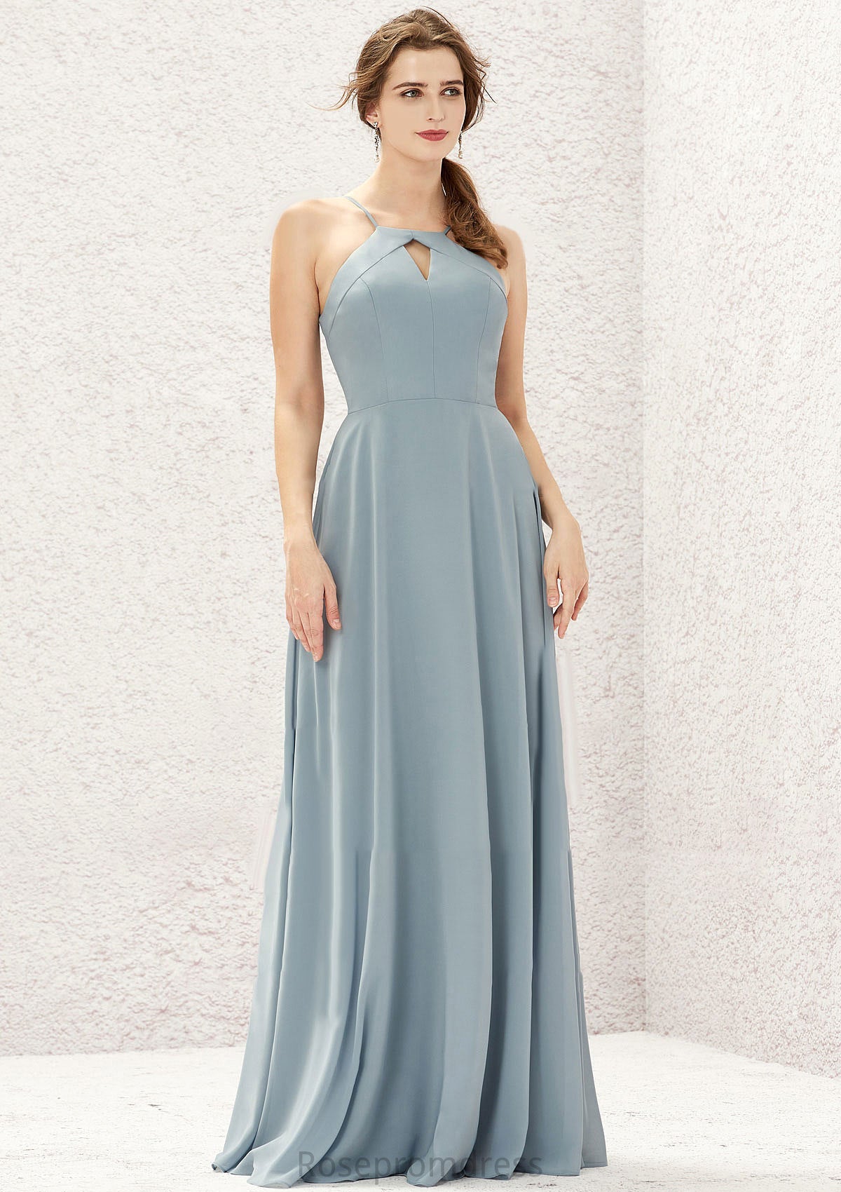 A-line Bateau Sleeveless Long/Floor-Length Chiffon Bridesmaid Dresses Lorna SRSP0025638