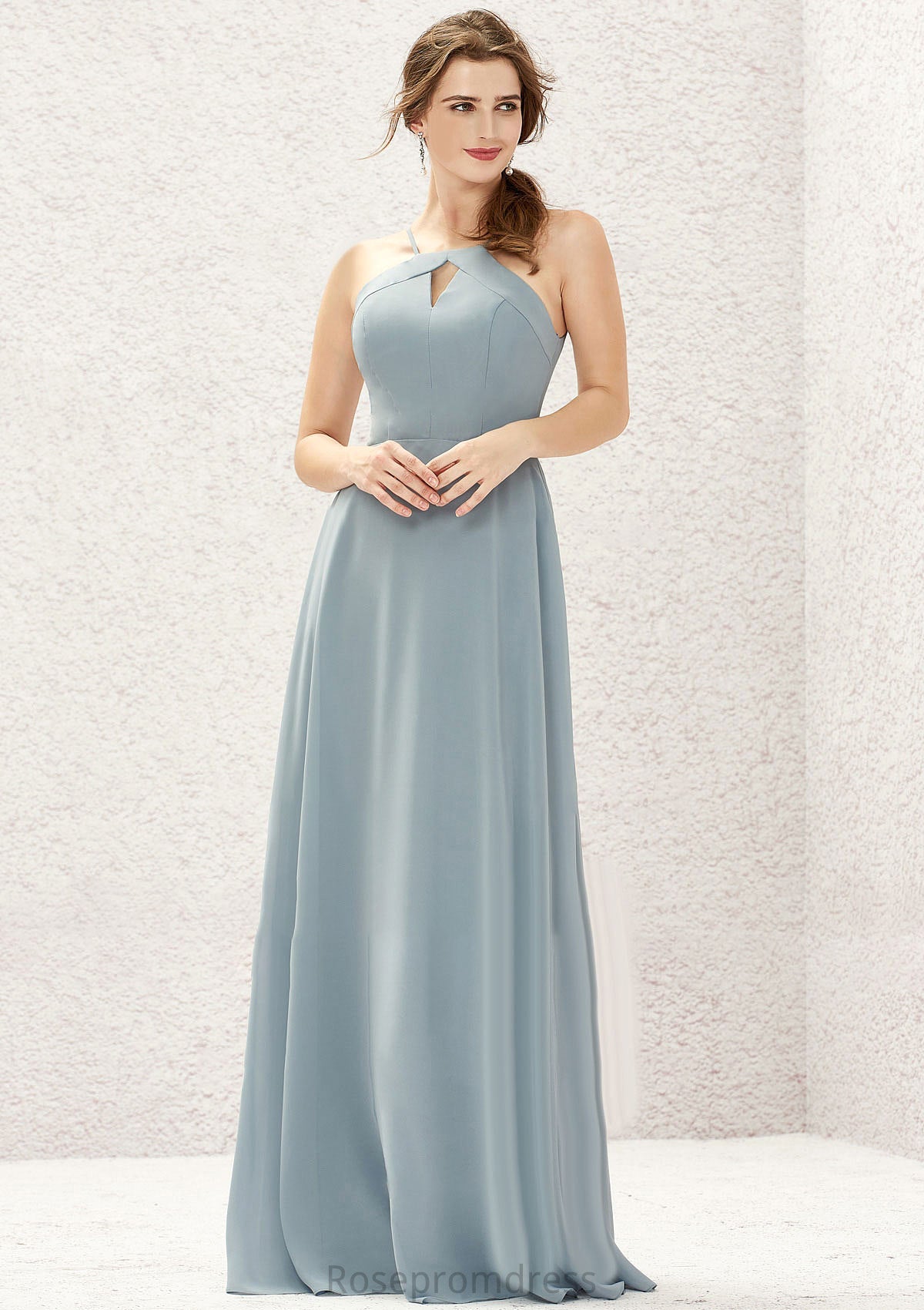 A-line Bateau Sleeveless Long/Floor-Length Chiffon Bridesmaid Dresses Lorna SRSP0025638