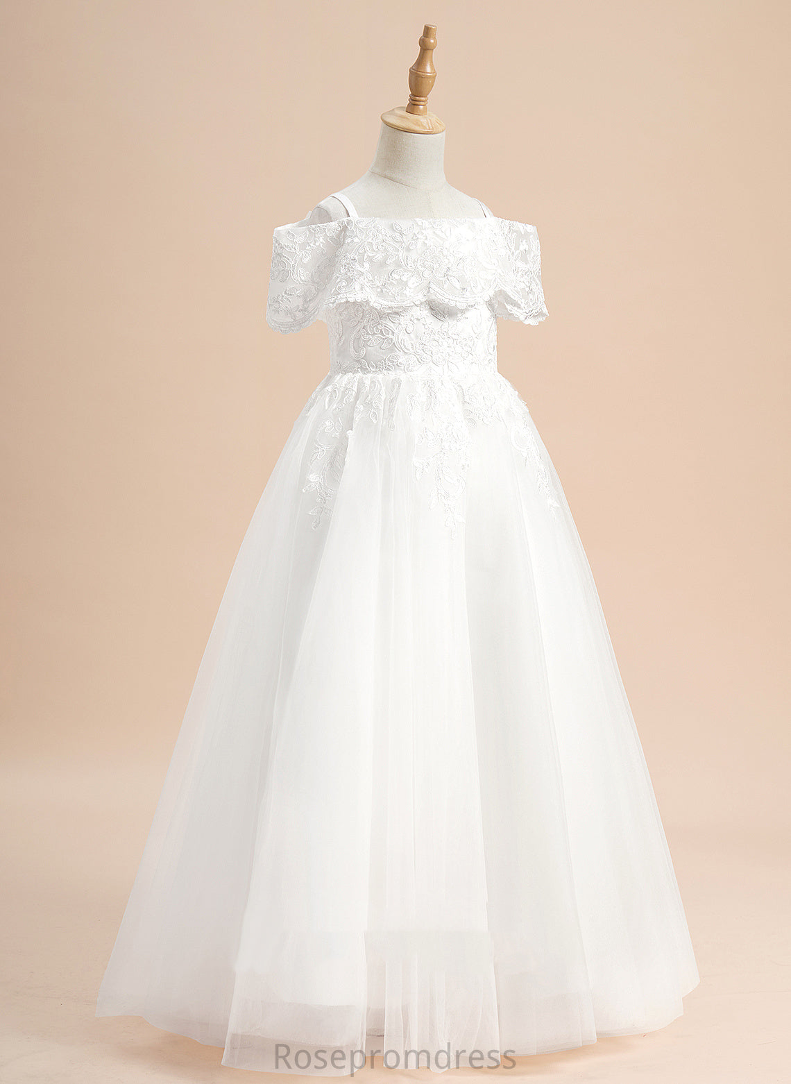 Short Tulle Jaelynn Lace Girl Flower Flower Girl Dresses Ball-Gown/Princess Dress - Off-the-Shoulder Sleeves With Floor-length