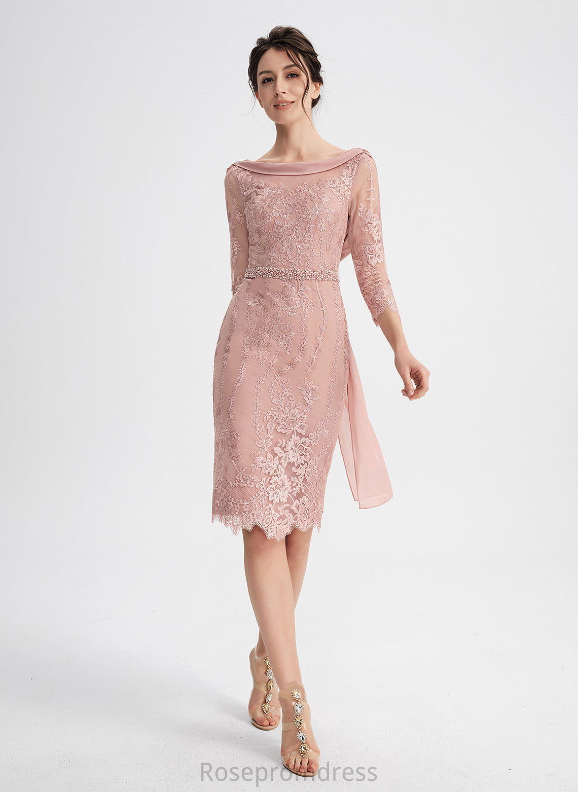 Lace Knee-Length Neck Stella Scoop Sequins With Dress Cocktail Cocktail Dresses Beading Sheath/Column