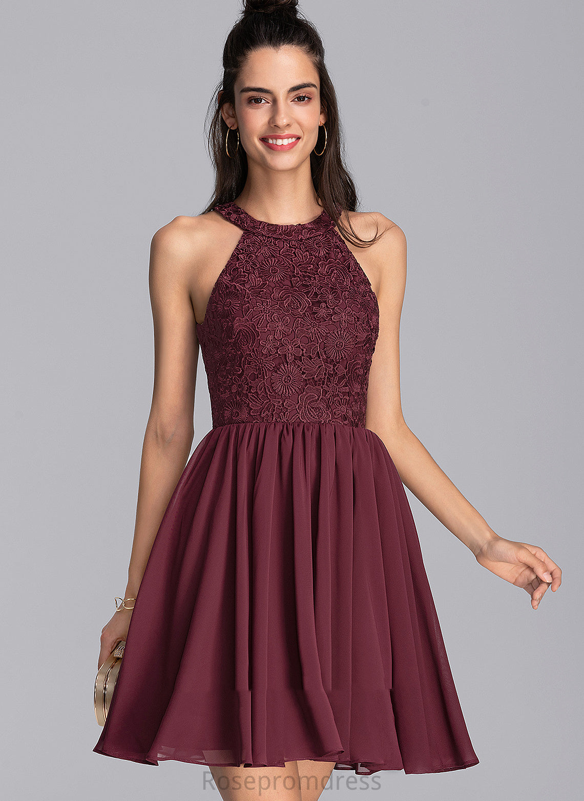 Chiffon Homecoming Dresses Scoop Dress Lace With Hillary Homecoming Short/Mini Neck A-Line