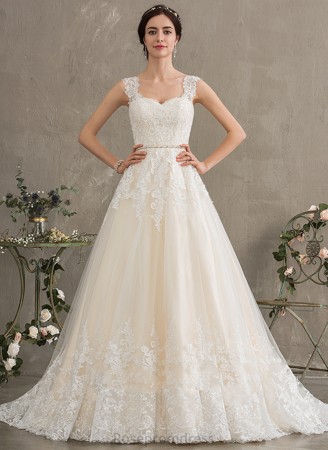 Sequins Tulle Wedding Train Court Lace Dress With Beading Sibyl Ball-Gown/Princess Sweetheart Wedding Dresses