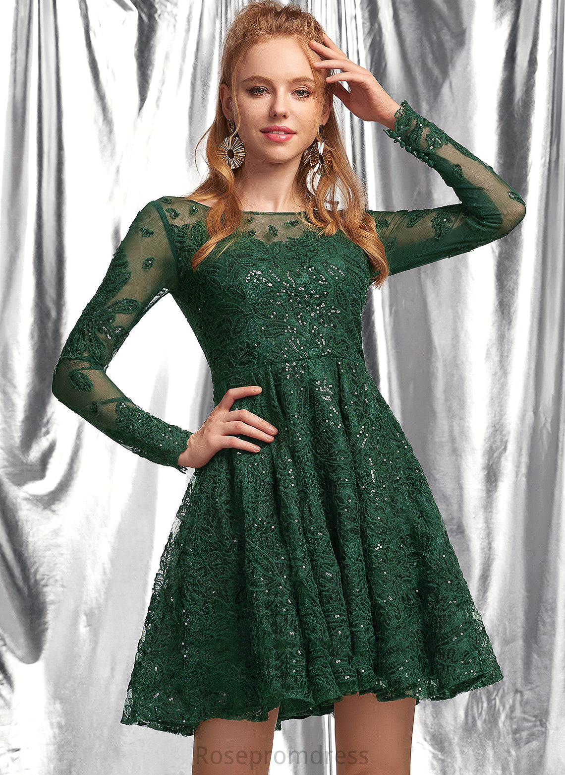 Homecoming Short/Mini A-Line Ayla Homecoming Dresses Dress Scoop Lace Sequins With Lace Neck