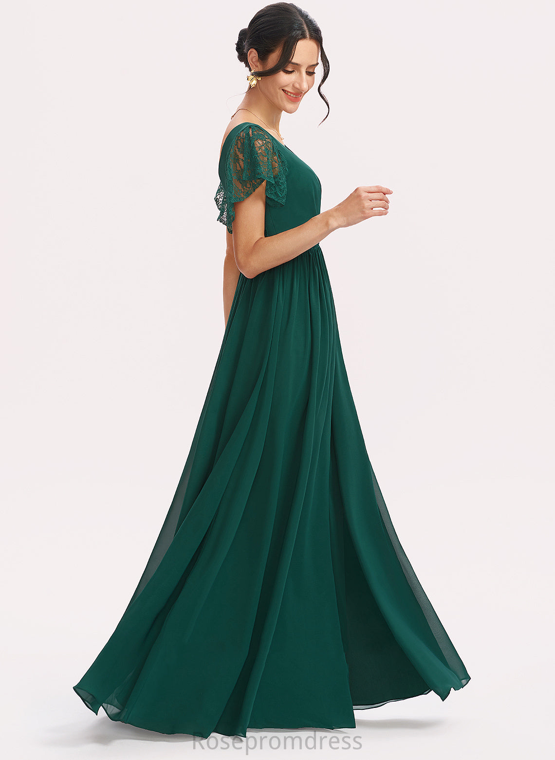 SplitFront Length V-neck A-Line Neckline Lace Floor-Length Embellishment Silhouette Fabric Dayanara One Shoulder Bridesmaid Dresses