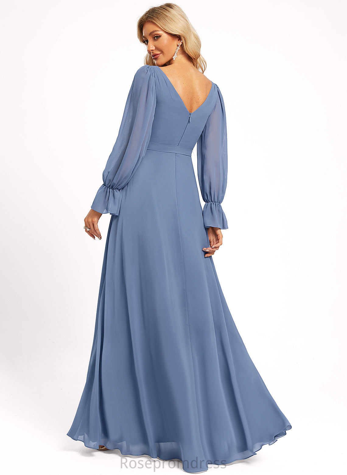 Neckline V-Neck Length Straps&Sleeves Silhouette A-line Floor-Length Fabric Lina Bridesmaid Dresses