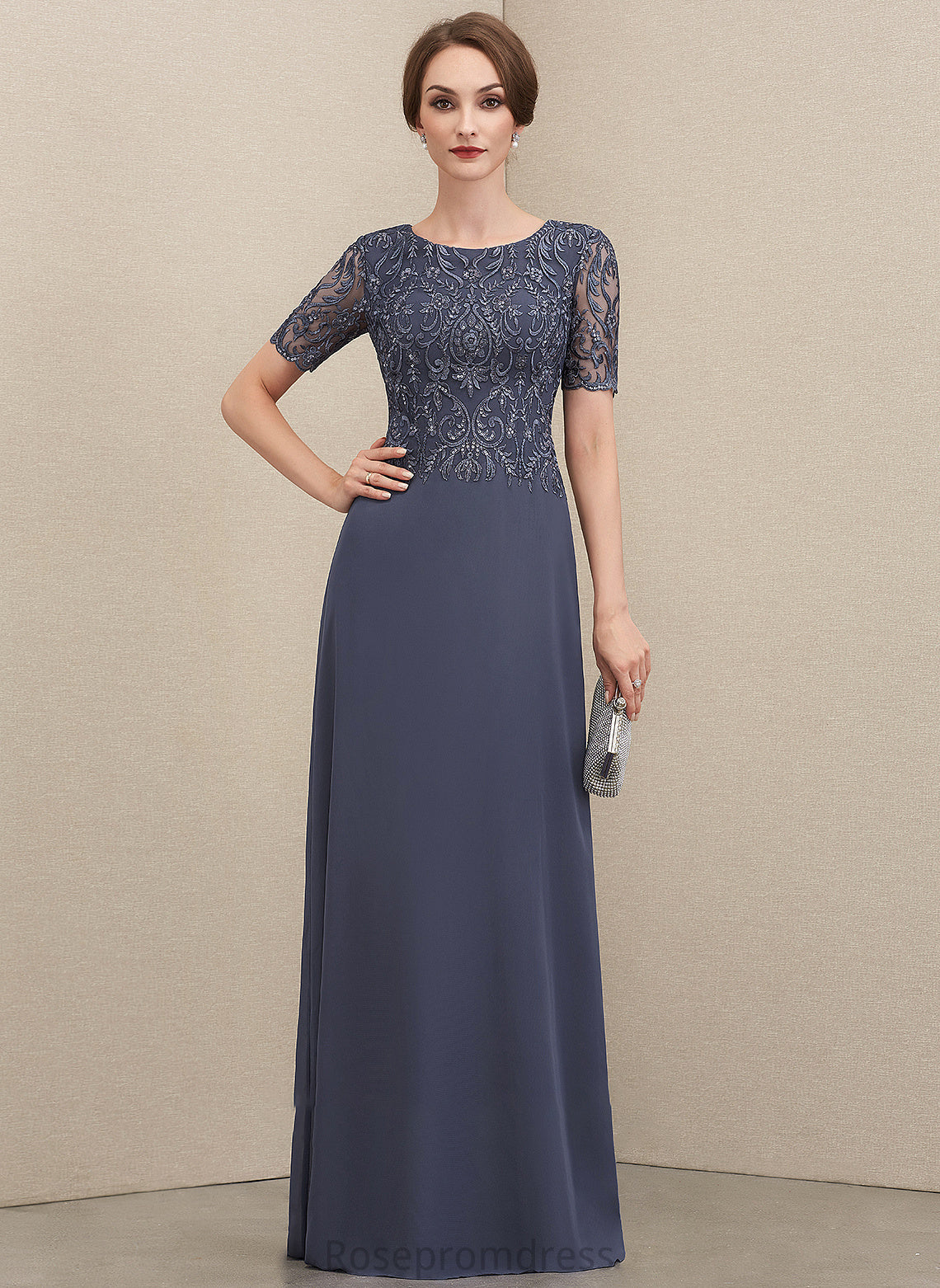 Dress Camryn Bride Neck Chiffon Mother of the Bride Dresses the Lace of Floor-Length Scoop Mother A-Line