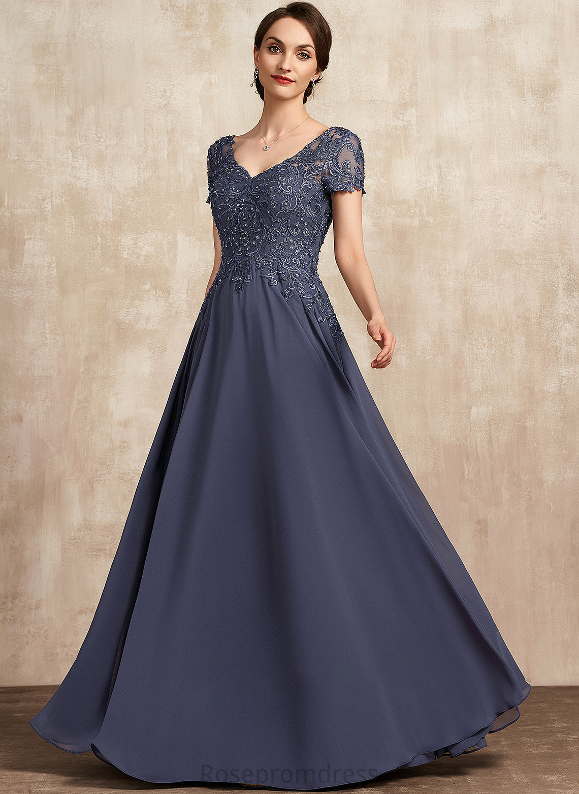 Sequins Mother of the Bride Dresses Dress Jazlene V-neck Chiffon Bride the Lace A-Line Mother Beading With of Floor-Length