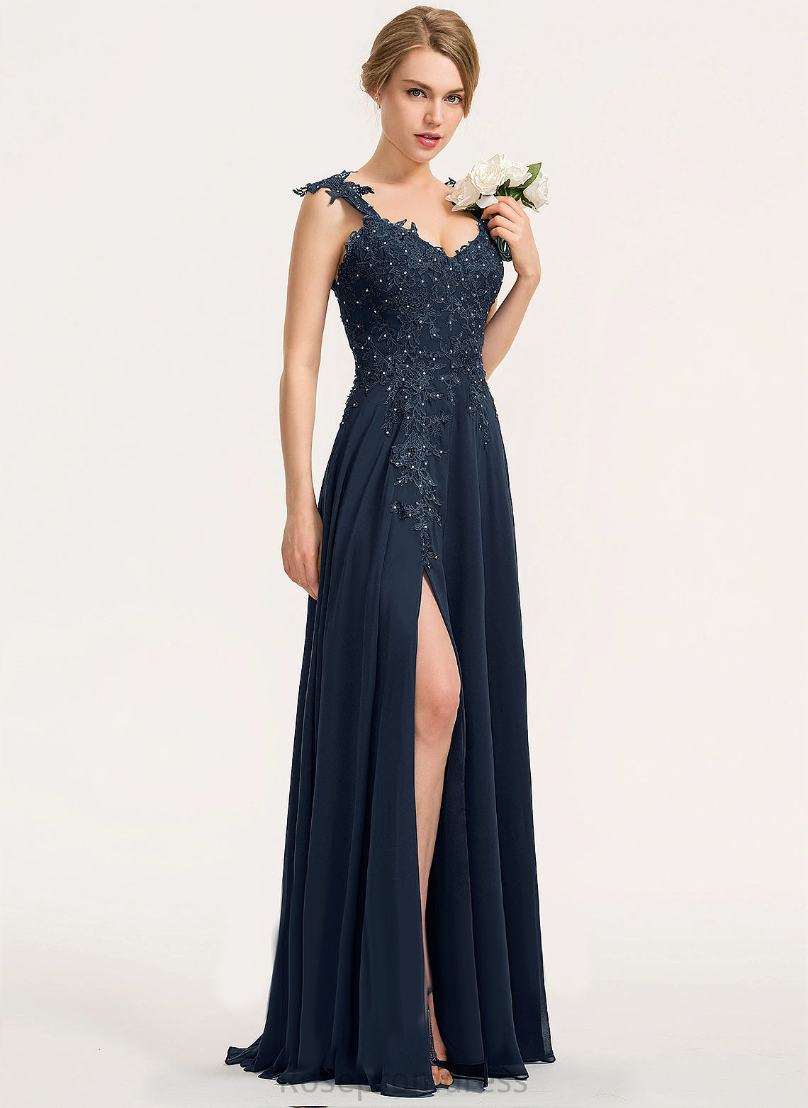 Silhouette Floor-Length Fabric Lace Embellishment Neckline Length Beading A-line Winifred Bridesmaid Dresses