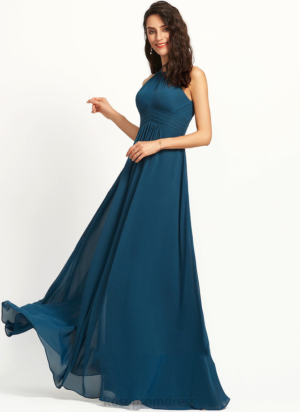 Fabric Neckline A-Line Floor-Length Silhouette Embellishment Length ScoopNeck Ruffle Noelle Bridesmaid Dresses