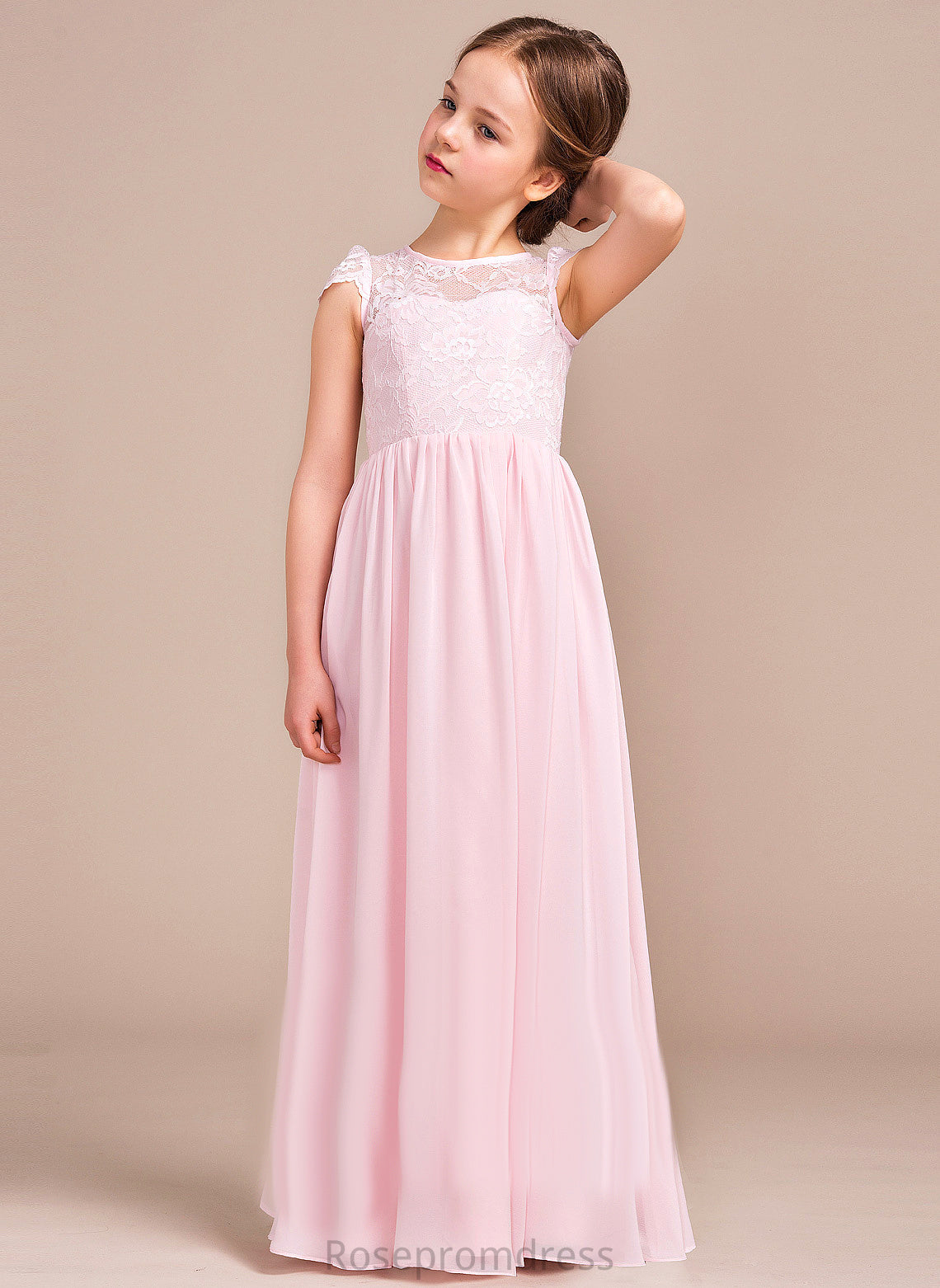 Floor-length Scoop A-Line/Princess Neck Dress Flower Madalyn Sleeveless Chiffon/Lace Girl Flower Girl Dresses -