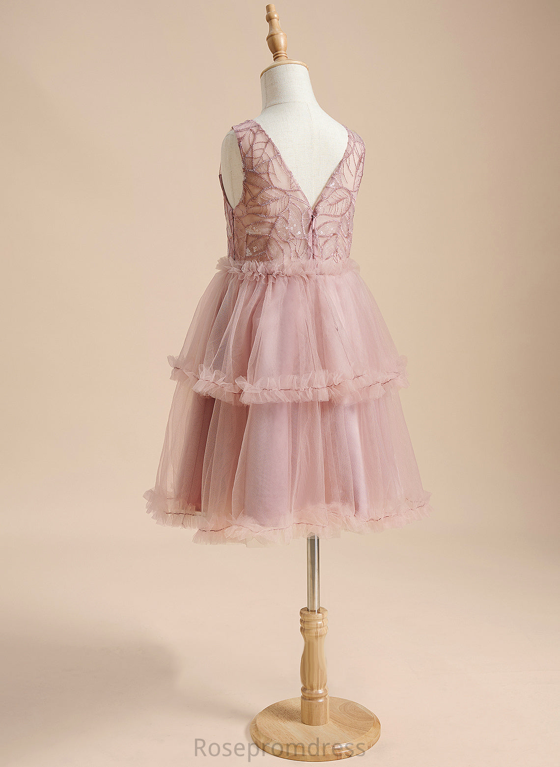 Scoop Knee-length Jan Flower Girl Dresses Girl With Neck Dress Sleeveless Sequins/Pleated/V A-Line - Flower Back Tulle