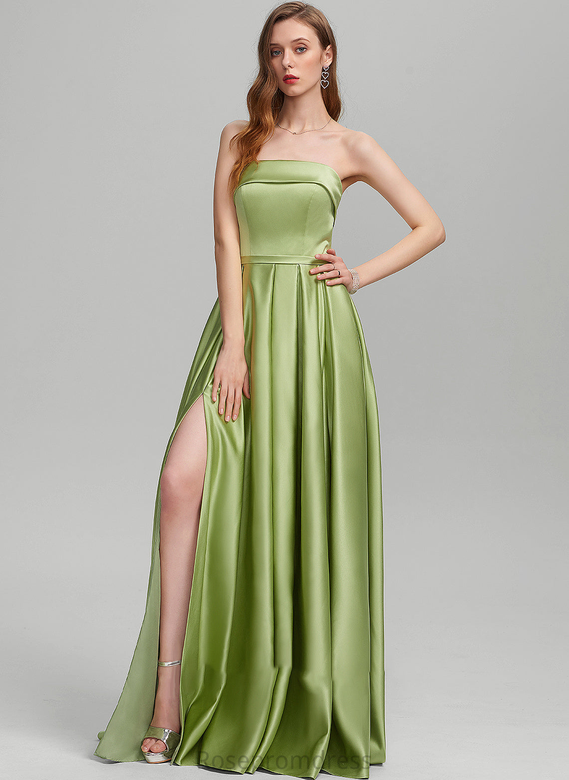 Prom Dresses Lilliana Split Strapless Satin Ball-Gown/Princess Pockets Front With Floor-Length