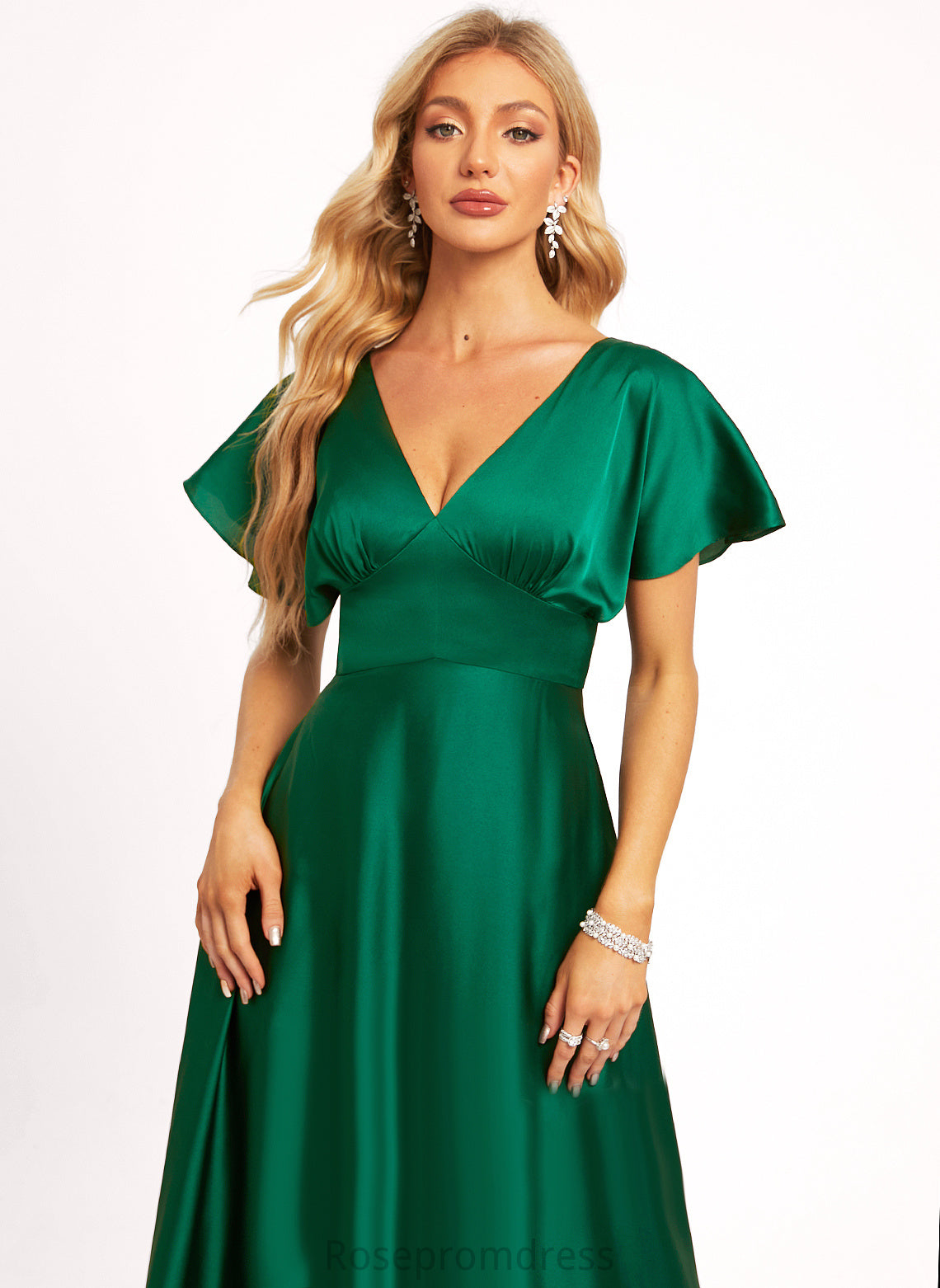 V-Neck Floor-Length Neckline Length Silhouette Straps&Sleeves ShortSleeves A-line FullyLined Elliana Bridesmaid Dresses