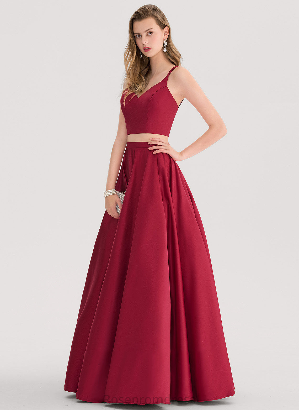 Ball-Gown/Princess Satin Prom Dresses Floor-Length Sweetheart Anya