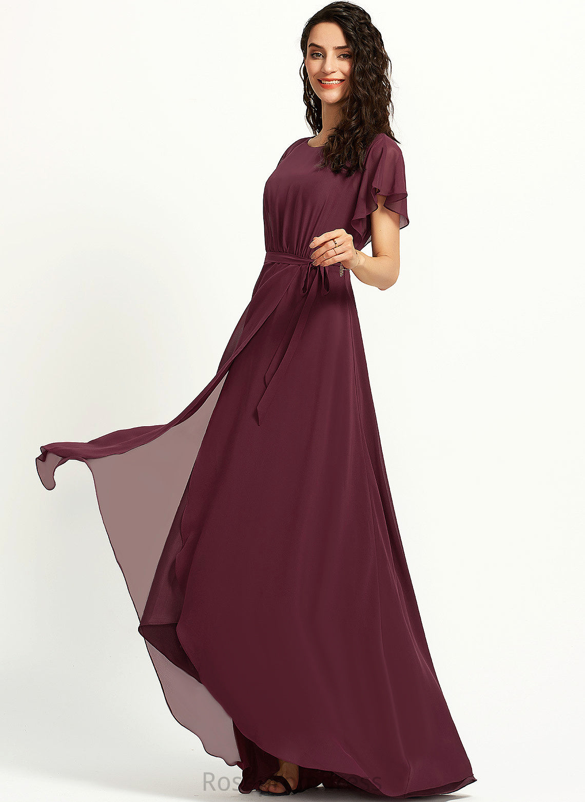 Straps&Sleeves A-line Scoop Asymmetrical Silhouette Neckline Length Fabric Mavis Bridesmaid Dresses